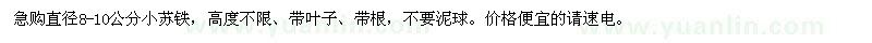 求購急直徑8-10公分小蘇鐵