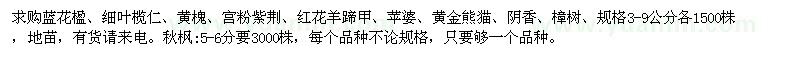 求購藍花楹,細葉欖仁,黃槐,秋楓