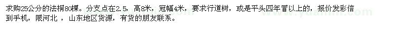 求購25公分的法桐80棵