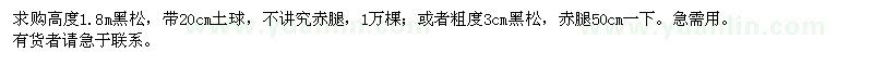 求購高度1.8m黑松