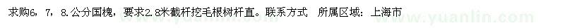 求購(gòu)6，7，8.公分國(guó)槐