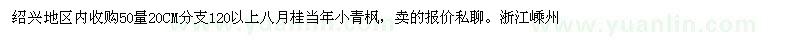 求購(gòu)50量20CM分支120以上八月桂，當(dāng)年小青楓 