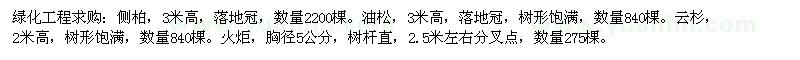 求購求購側(cè)柏、油松、云杉、火炬