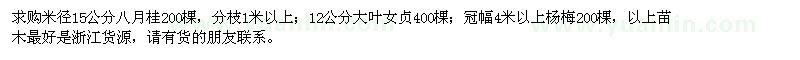 求購(gòu)八月桂、大葉女貞、楊梅
