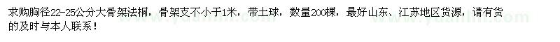 求購胸徑22-25大骨架法桐200棵