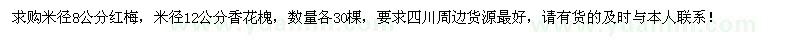 求購(gòu)紅梅、香花槐