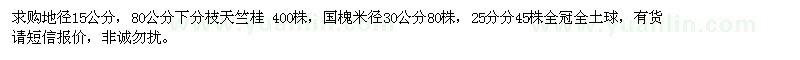 求購地徑15公分，80公分下分枝天竺桂 ，國槐 