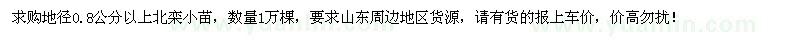 求購(gòu)地徑0.8公分以上北欒小苗1萬(wàn)棵