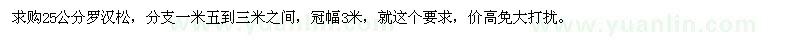 求購(gòu)25公分羅漢松，分支一米五到三米之間 