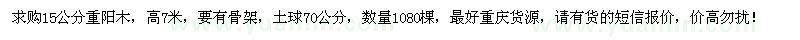 求購(gòu)15公分重陽(yáng)木1080棵