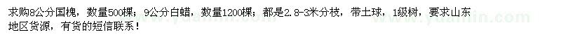 求購(gòu)8公分國(guó)槐、9公分白蠟