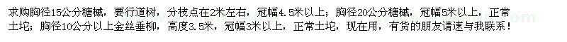 求購(gòu)糖槭、金絲垂柳