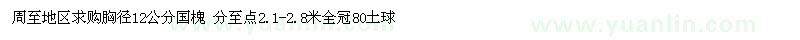 求購胸徑12公分國槐 