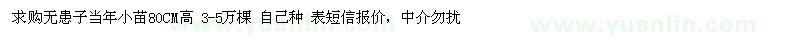 求購(gòu)無(wú)患子當(dāng)年小苗80CM高 3-5萬(wàn)棵