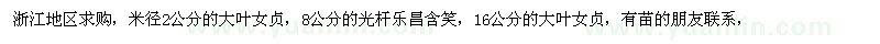 求購樂昌含笑，大葉女貞 