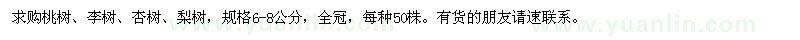 求購(gòu)桃樹,李樹,杏樹,梨樹