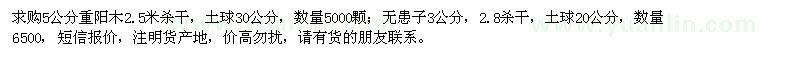 求購5公分重陽木，3公分無患子