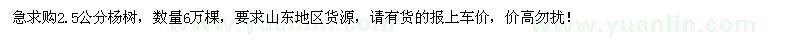 求購2.5公分楊樹6萬棵