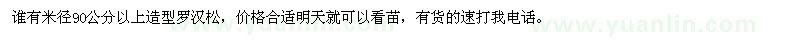 求購(gòu)米徑90公分以上造型羅漢松 