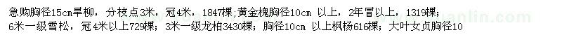 求購旱柳,黃金槐,龍柏,楓楊,大葉女貞,復葉槭