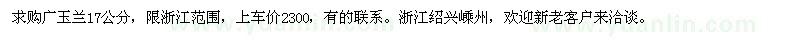 求購廣玉蘭17公分