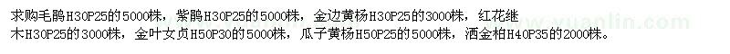 求購毛鵑,紫鵑,金邊黃楊,紅花繼木,瓜子黃楊