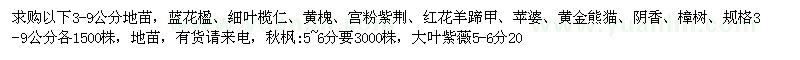 求購(gòu)以下3-9公分地苗：藍(lán)花楹、細(xì)葉欖仁、黃槐、宮粉紫荊