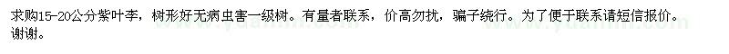 求購15-20公分紫葉李
