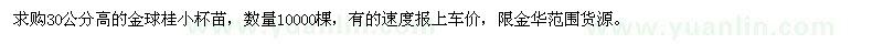 求購30公分高的金球桂小杯苗