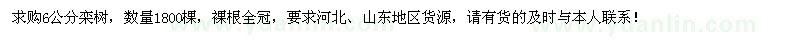 求購6公分欒樹1800棵