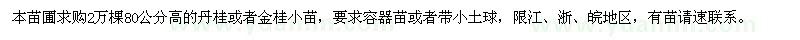 求購高80公分的丹桂或者金桂小苗