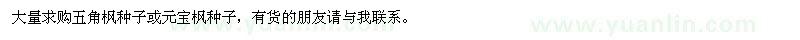 求購五角楓種子或元寶楓種子