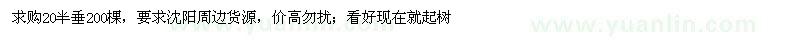 求購20半垂200棵 