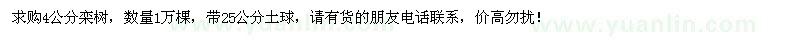 求購4公分欒樹1萬棵