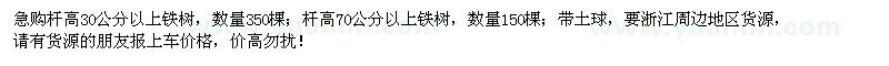 求購(gòu)桿高30、70公分以上鐵樹(shù)500棵