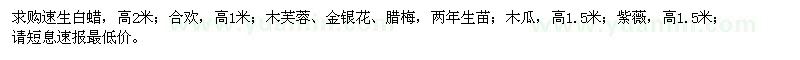 求購速生白蠟,合歡,木芙蓉,臘梅,紫薇