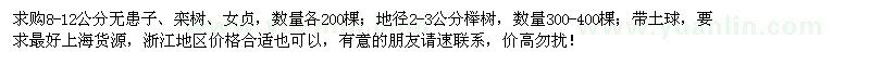 求購無患子、欒樹、女貞、櫸樹