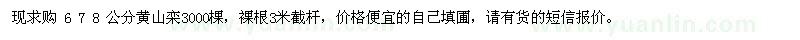 求購6 7 8 公分黃山欒3000棵