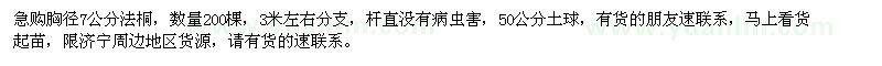 求購胸徑7公分法桐200棵