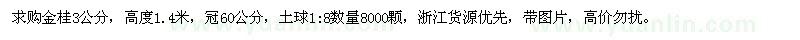 求購3公分金桂8000棵