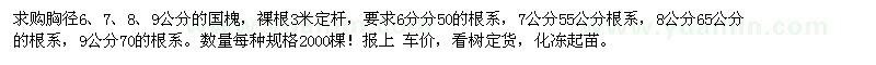 求購國槐胸徑6、7、8、9公分 