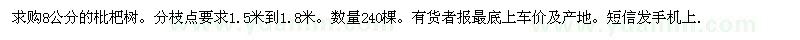 求購(gòu)枇杷樹(shù)8公分240棵 