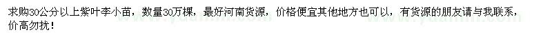 求購30公分以上紫葉李小苗30萬棵