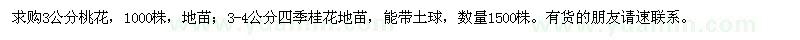 求購3公分桃花,3-4公分四季桂