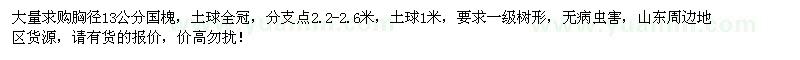 求購(gòu)胸徑13公分國(guó)槐