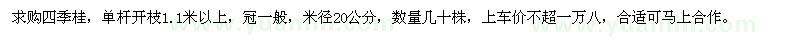 求購(gòu)米徑20公分四季桂