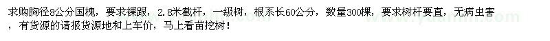 求購胸徑8公分國槐300棵