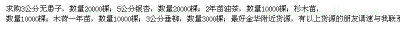 求購無患子、銀杏、油茶、杉木、垂柳
