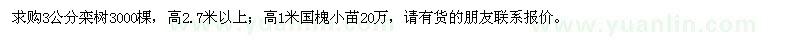 求購3公分欒樹，高1米國槐小苗