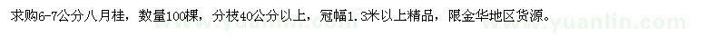 求購6-7公分八月桂，數(shù)量100棵，分枝40公分以上，